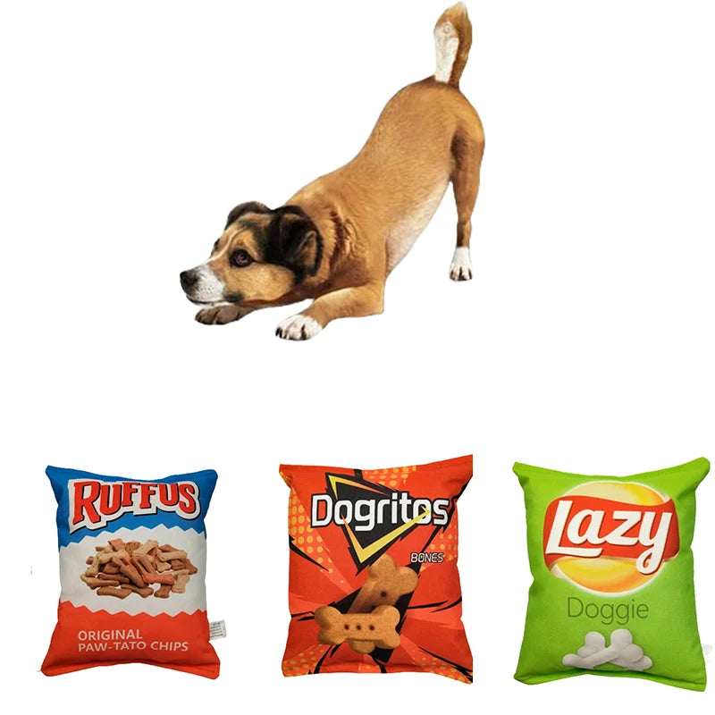 Funny Dog Toys Crisps Plush Filled.